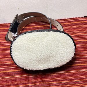 STEVE MADDEN Faux Leather & Fleece Belt Bag Sz Medium Fanny Pack 39” Waist Black